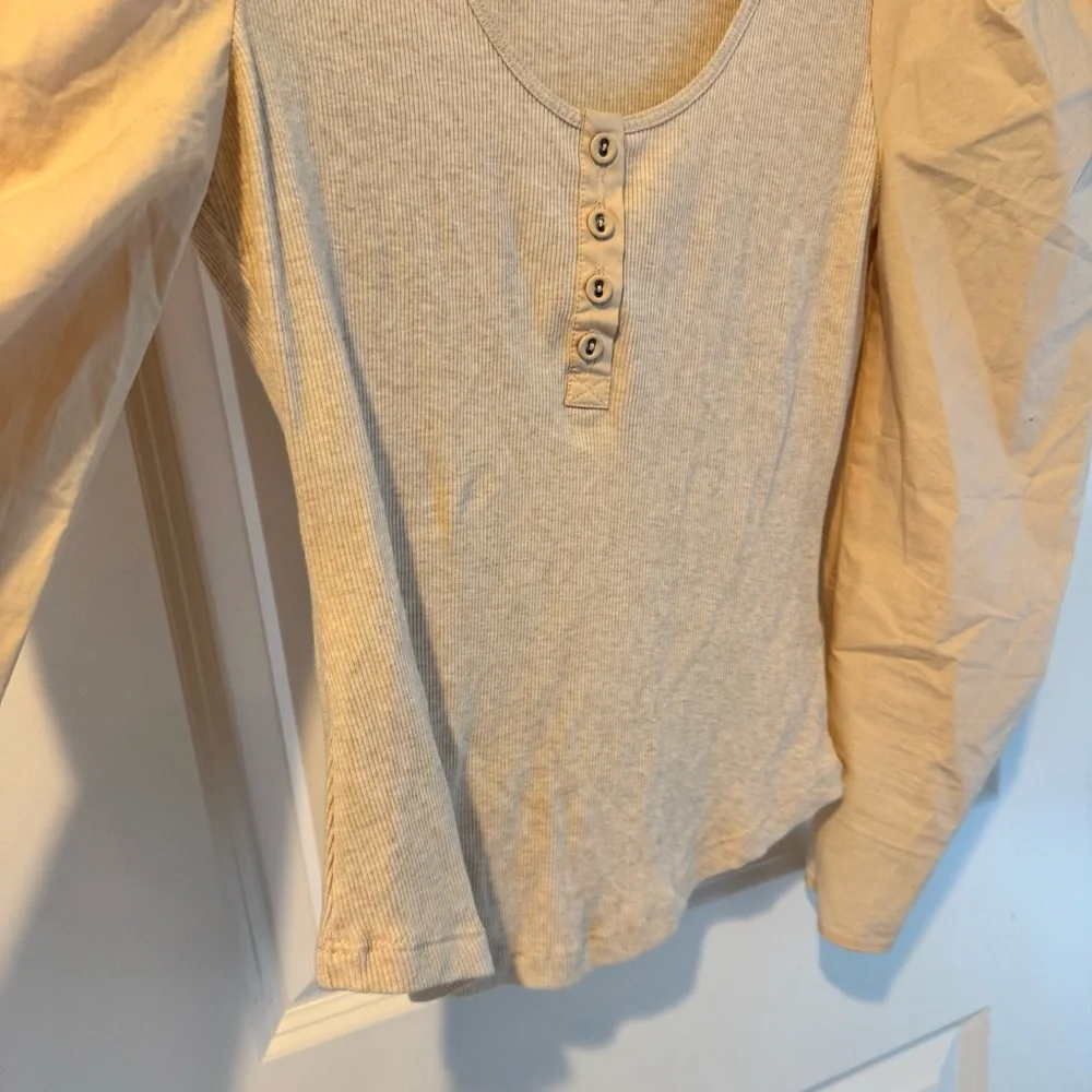 Ulla Johnson Joanne Oatmeal Long Puff Sleeve Pullover Top | S